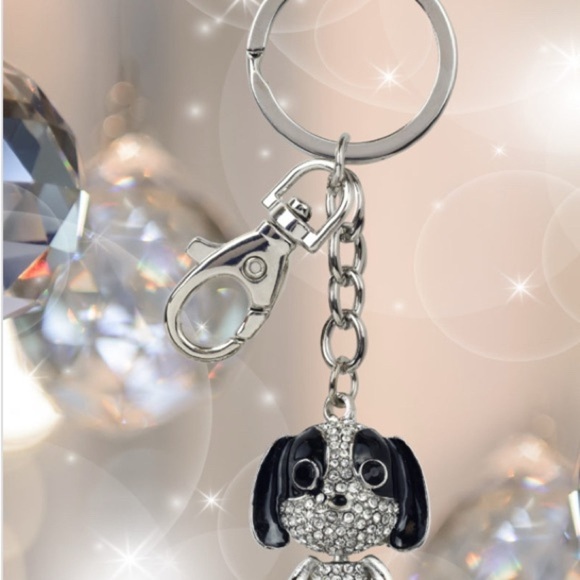 Sparkling Hound Dog Keychain Bag Charm- NWT - Picture 2 of 6